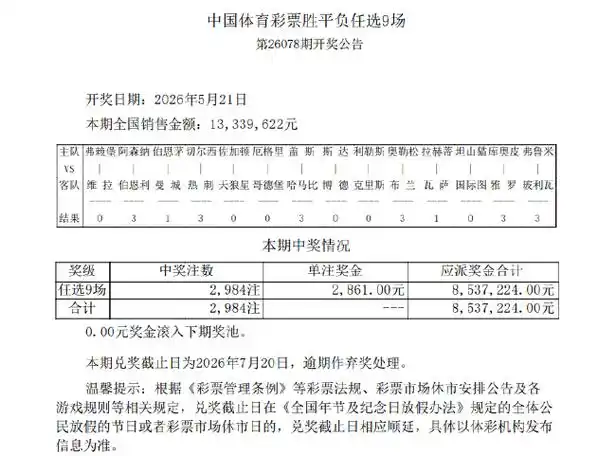 欧协联决赛维拉3-0完胜捧杯 任九爆2984注2861元奖金